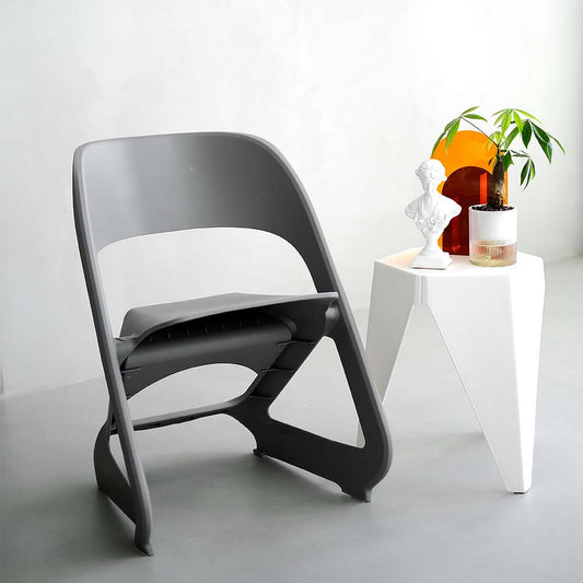 In Set of 4 Dining Chairs Office Cafe Lounge Seat Stackable Plastic Leisure Chairs Grey
