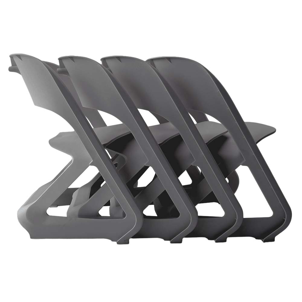In Set of 4 Dining Chairs Office Cafe Lounge Seat Stackable Plastic Leisure Chairs Grey