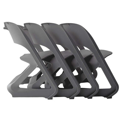 In Set of 4 Dining Chairs Office Cafe Lounge Seat Stackable Plastic Leisure Chairs Grey