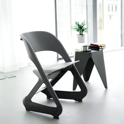 In Set of 4 Dining Chairs Office Cafe Lounge Seat Stackable Plastic Leisure Chairs Grey