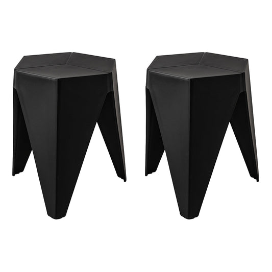 ArtissIn 2x Bar Stools Puzzle Plastic Foot Stool Black Furniture > Bar Stools & Chairs