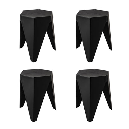 Artiss 4PC Puzzle Stool Plastic Bar Stools Stackable Black - Furniture > Bar Stools & Chairs > Table & Bar Stools