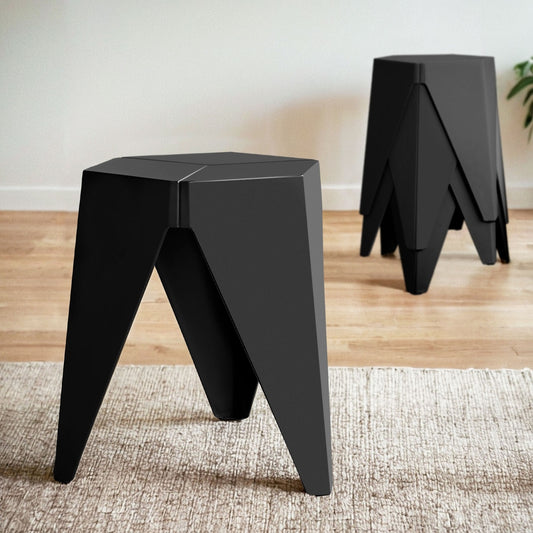 Artiss 4PC Puzzle Stool Plastic Bar Stools Stackable Black - Furniture > Bar Stools & Chairs > Table & Bar Stools