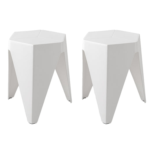 Artiss 2x Bar Stools Puzzle Plastic Foot Stool White - Furniture > Bar Stools & Chairs