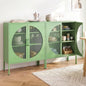 2x Buffet Sideboard Cabinet ELSA Cupboard Storage Mesh Doors Metal Green