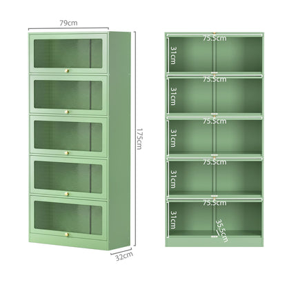 2x Buffet Sideboard Cabinet Storage Cupboard Mesh Doors Metal ELIA Green