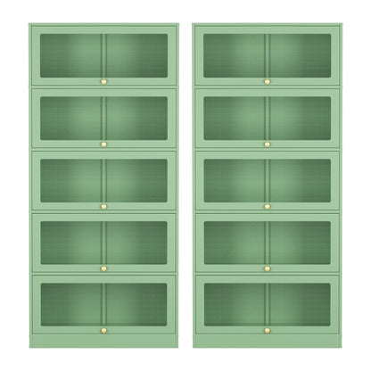 2x Buffet Sideboard Cabinet Storage Cupboard Mesh Doors Metal ELIA Green