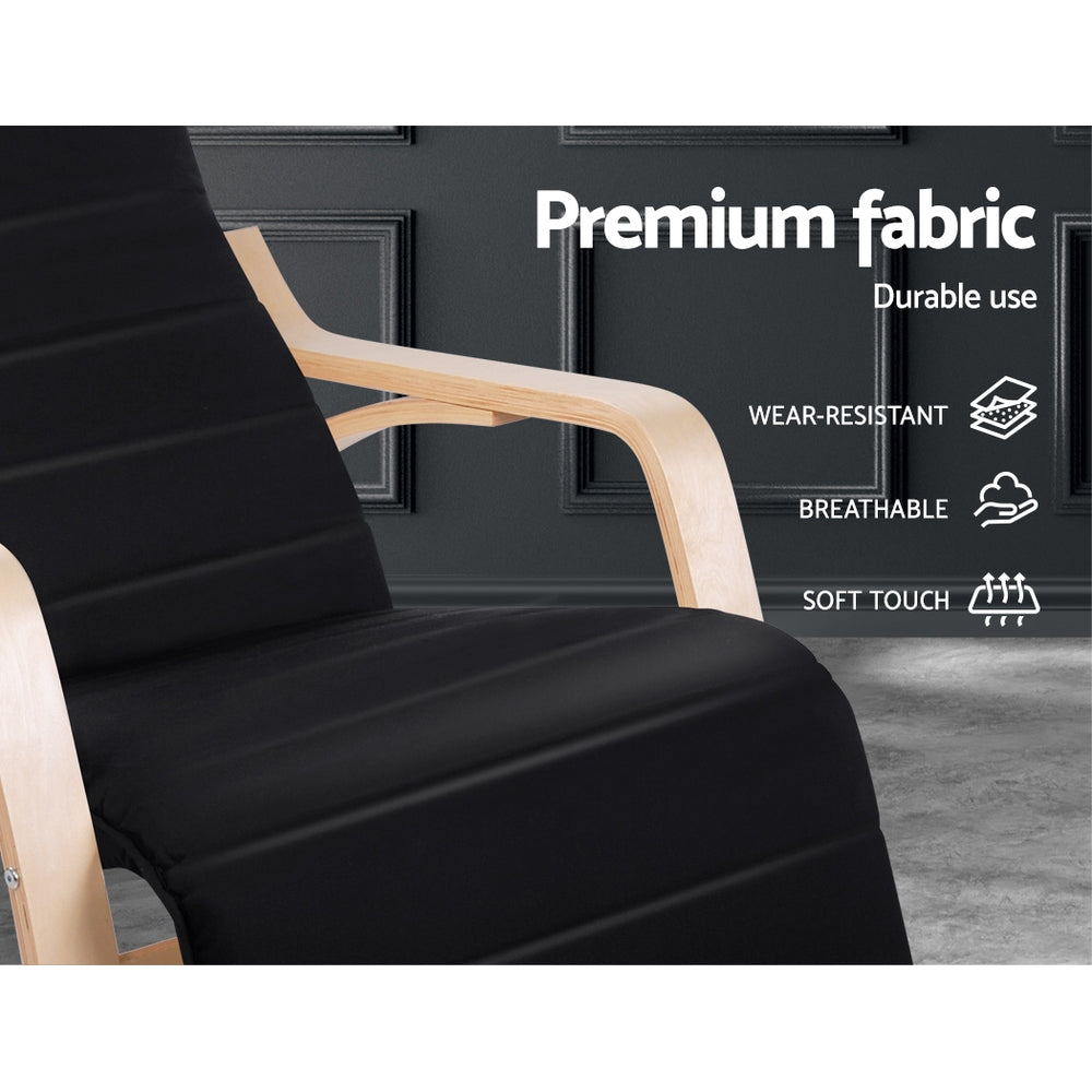 Artiss Rocking Armchair Footrest Nursing Black Afton - Furniture > Bar Stools & Chairs > Arm Chairs & Recliners