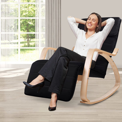 Artiss Rocking Armchair Footrest Nursing Black Afton - Furniture > Bar Stools & Chairs > Arm Chairs & Recliners