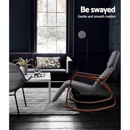 Rocking Armchair Footrest Nursing Charcoal Afton - Furniture > Bar Stools & Chairs > Arm Chairs & Recliners