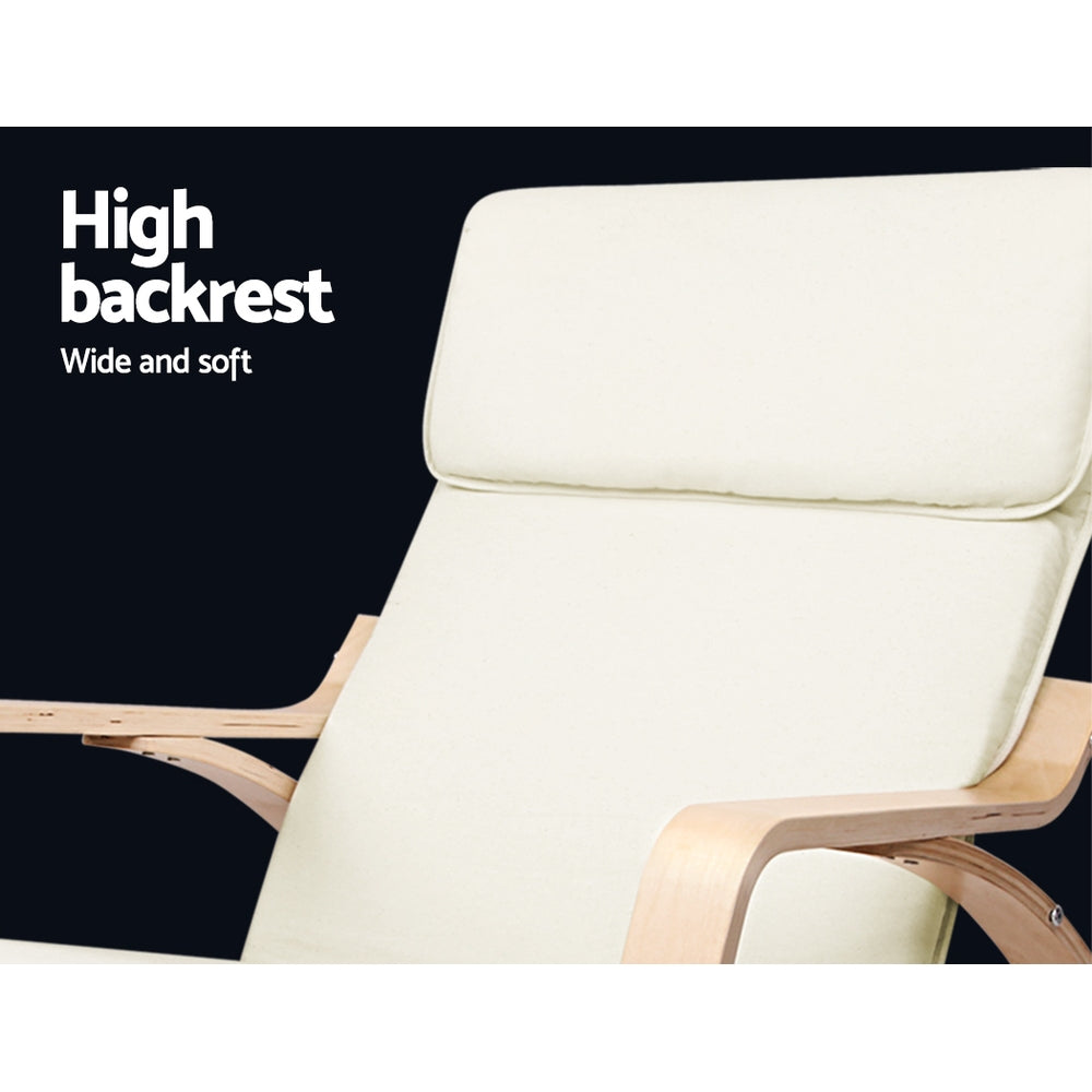 Artiss Rocking Armchair Footstool Bentwood Beige - Furniture > Bar Stools & Chairs > Arm Chairs & Recliners