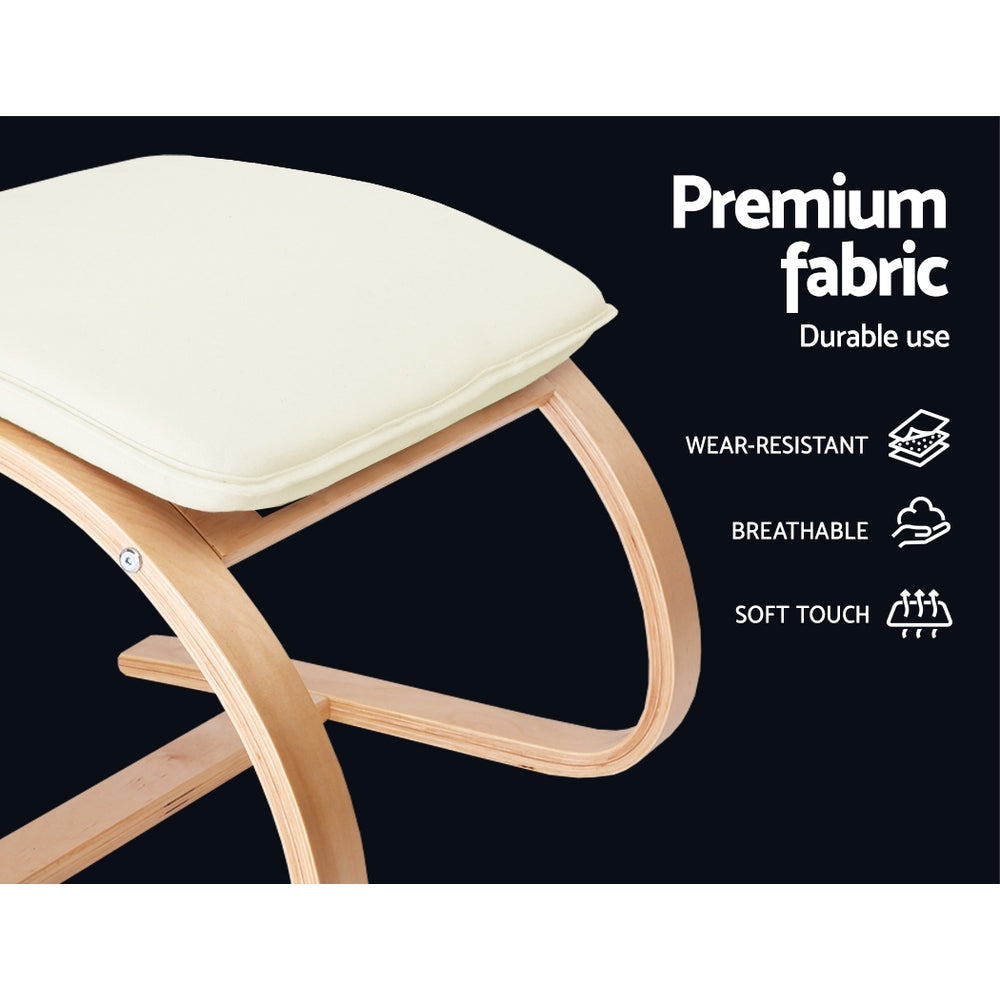 Artiss Rocking Armchair Footstool Bentwood Beige - Furniture > Bar Stools & Chairs > Arm Chairs & Recliners