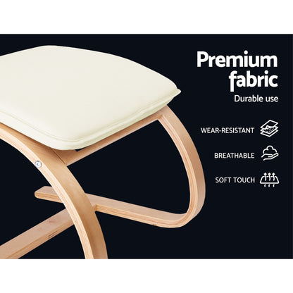 Artiss Rocking Armchair Footstool Bentwood Beige - Furniture > Bar Stools & Chairs > Arm Chairs & Recliners