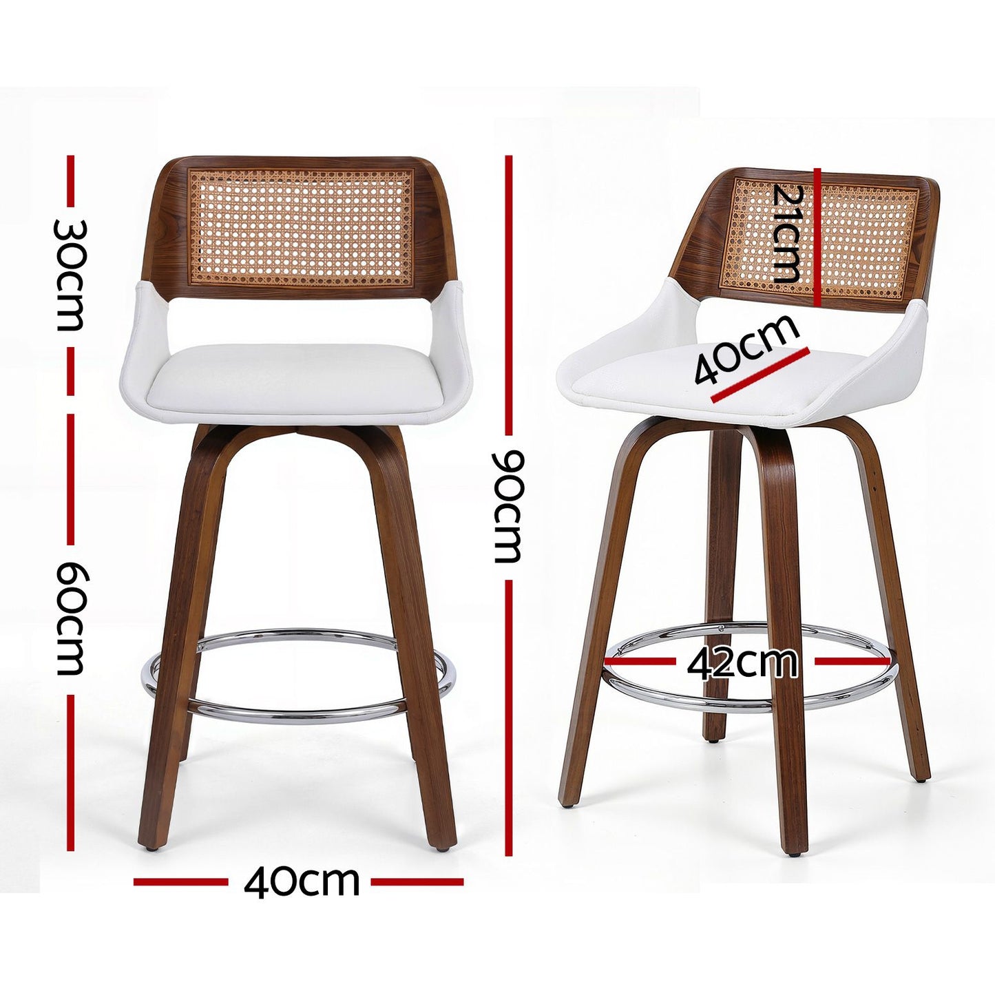 Wooden Bar Stools Set of 3 Swivel Kitchen Counter Stool Chair 60cm Seat Height