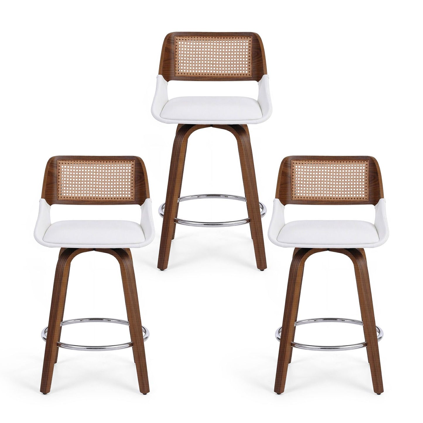 Wooden Bar Stools Set of 3 Swivel Kitchen Counter Stool Chair 60cm Seat Height