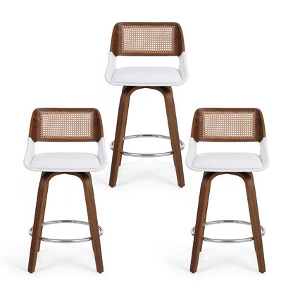 Wooden Bar Stools Set of 3 Swivel Kitchen Counter Stool Chair 60cm Seat Height