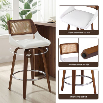 Wooden Bar Stools Set of 3 Swivel Kitchen Counter Stool Chair 60cm Seat Height