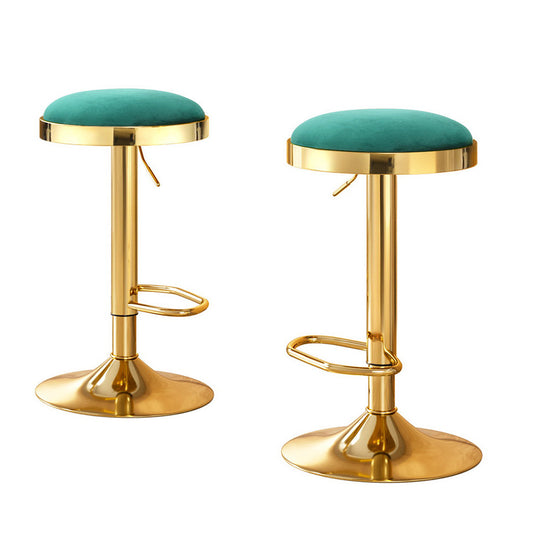 2x  Bar Stools Kitchen Dining Chairs Velvet Padded Stool Green