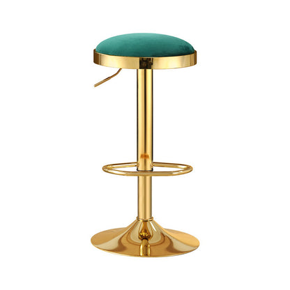 2x  Bar Stools Kitchen Dining Chairs Velvet Padded Stool Green