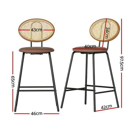 Artiss 2x Bar Stools PU Leather Stools Brown - Furniture > Bar Stools & Chairs > Table & Bar Stools