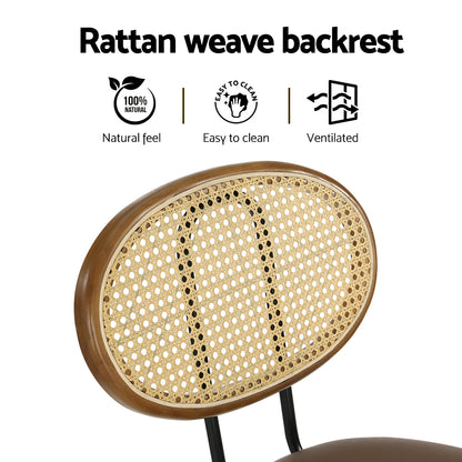 Artiss 2x Bar Stools PU Leather Stools Brown - Furniture > Bar Stools & Chairs > Table & Bar Stools