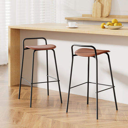 2x Artiss Bar Stools Kitchen Counter Stools Metal Brown - Furniture > Bar Stools & Chairs > Table & Bar Stools