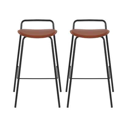 2x Artiss Bar Stools Kitchen Counter Stools Metal Brown - Furniture > Bar Stools & Chairs > Table & Bar Stools