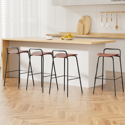 4x Artiss Bar Stools Kitchen Counter Dining Chair Metal Brown - Furniture > Bar Stools & Chairs > Table & Bar Stools