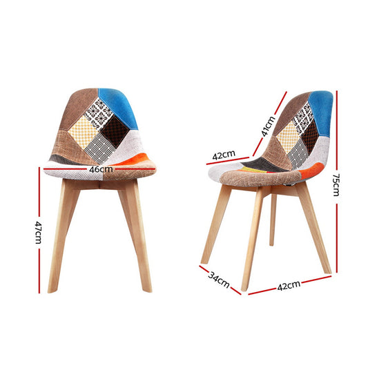 Dining Chairs Set of 2 Fabric Retro Replica DSW