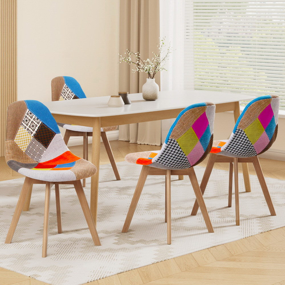 Dining Chairs Set of 4 Fabric Retro Replica DSW - Furniture > Kitchen &