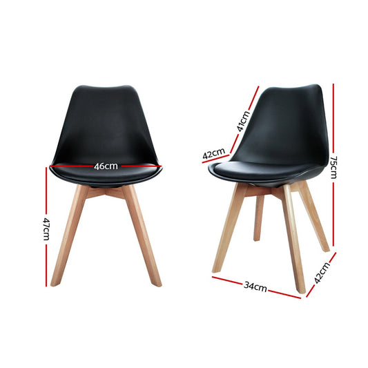 Dining Chairs Set of 4 Leather Plastic DSW Replica Wooden Black