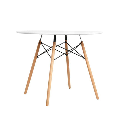 Artiss Dining Table Round White 4 Seater 90CM - Furniture > Dining > Dining Tables