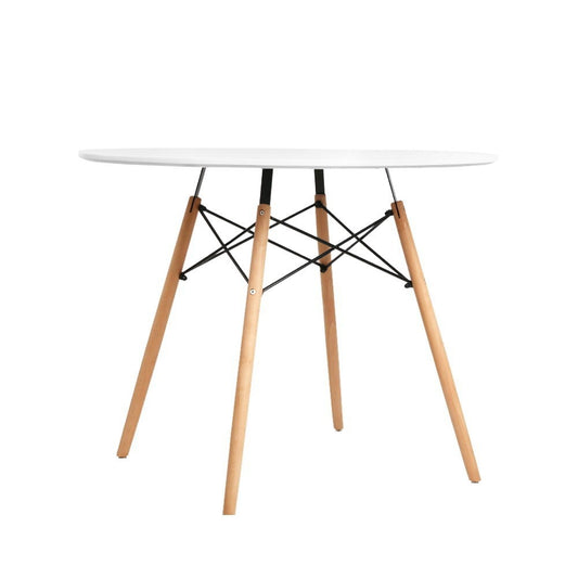 Artiss Dining Table Round White 4 Seater 90CM - Furniture > Dining > Dining Tables