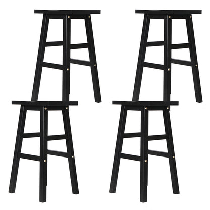 Artiss Bar Stools Kitchen Counter Stools Wooden Chairs Black x4 - Furniture > Bar Stools & Chairs > Table & Bar Stools