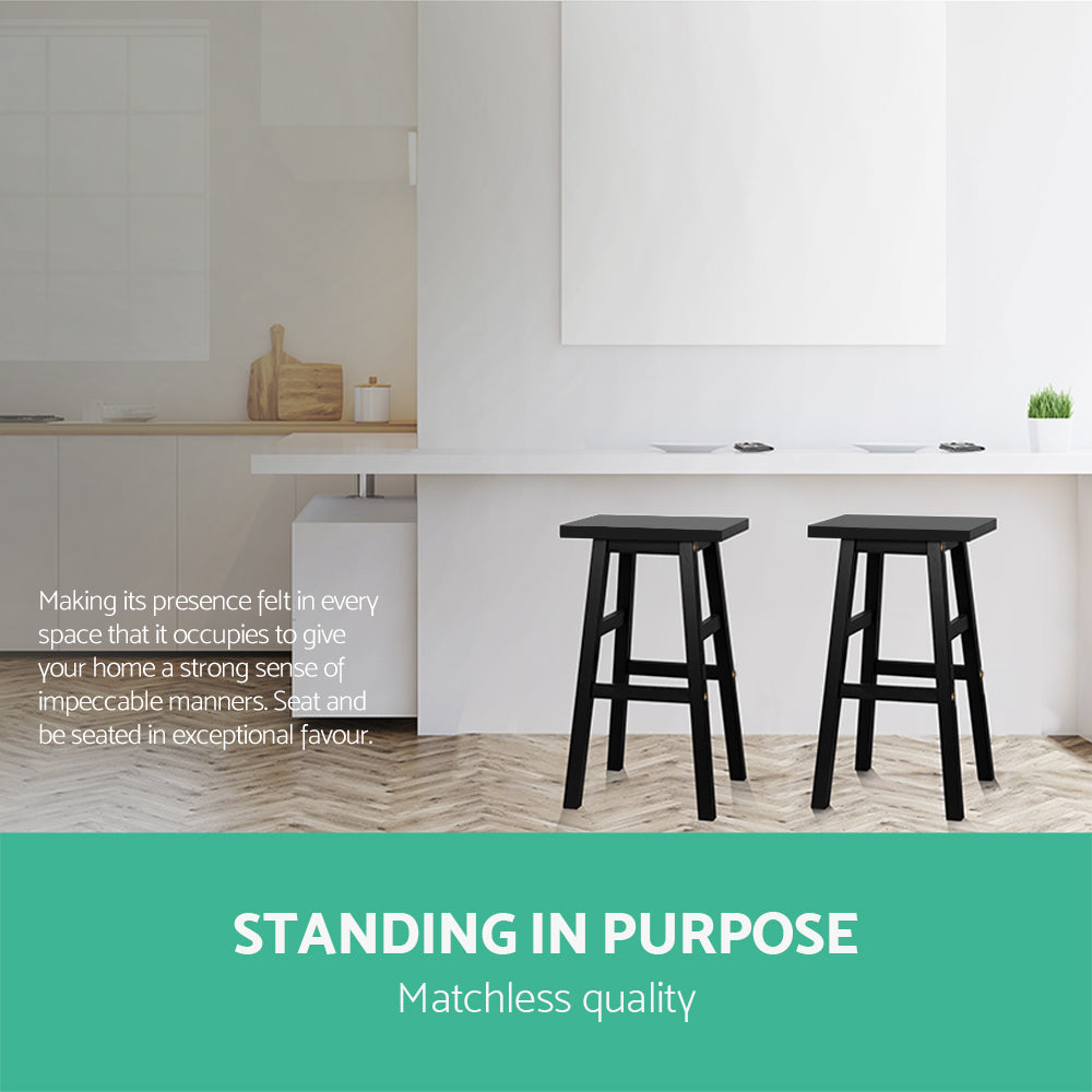 Artiss Bar Stools Kitchen Counter Stools Wooden Chairs Black x4 - Furniture > Bar Stools & Chairs > Table & Bar Stools