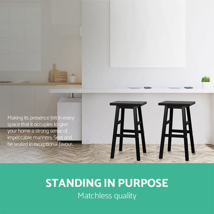 Artiss Bar Stools Kitchen Counter Stools Wooden Chairs Black x4 - Furniture > Bar Stools & Chairs > Table & Bar Stools