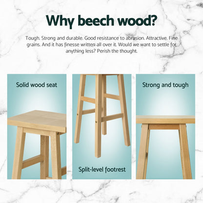 Artiss 4x Bar Stools Kitchen Chairs Wooden Nature - Furniture > Bar Stools & Chairs > Table & Bar Stools