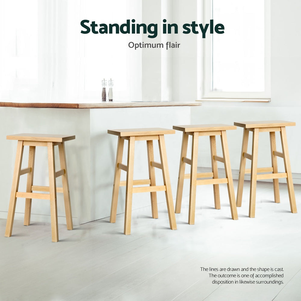 Artiss 4x Bar Stools Kitchen Chairs Wooden Nature - Furniture > Bar Stools & Chairs > Table & Bar Stools