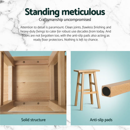 Artiss 4x Bar Stools Kitchen Chairs Wooden Nature - Furniture > Bar Stools & Chairs > Table & Bar Stools