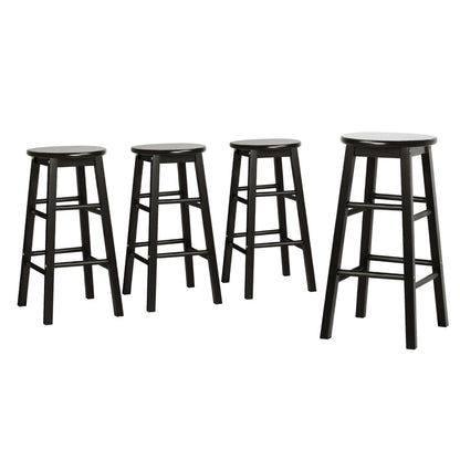 Artiss 4x Bar Stools Round Chairs Wooden Black Furniture > Bar Stools & Chairs > Table & Bar Stools
