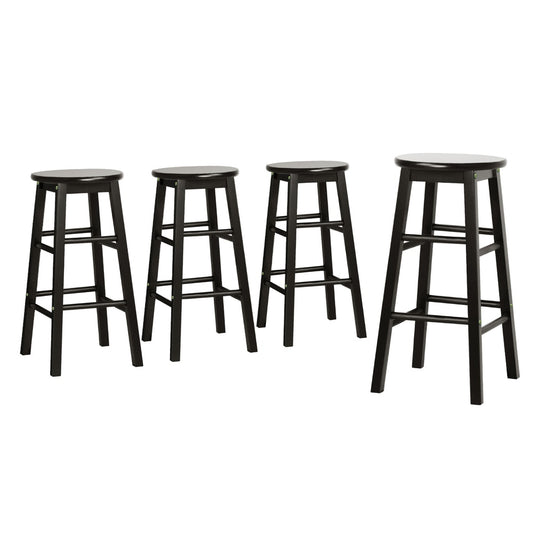 Artiss 4x Bar Stools Round Chairs Wooden Black - Furniture > Bar Stools & Chairs > Table & Bar Stools