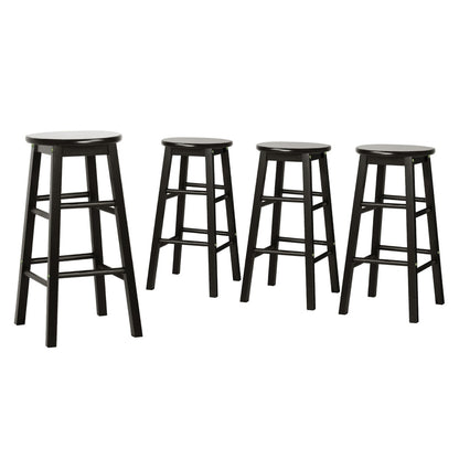 Artiss 4x Bar Stools Round Chairs Wooden Black Furniture > Bar Stools & Chairs > Table & Bar Stools