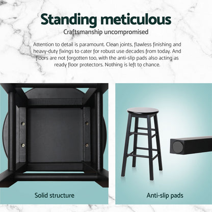 Artiss 4x Bar Stools Round Chairs Wooden Black Furniture > Bar Stools & Chairs > Table & Bar Stools