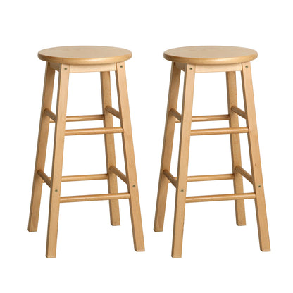 Artiss 2x Bar Stools Round Chairs Wooden Nature - Furniture > Bar Stools & Chairs > Table & Bar Stools