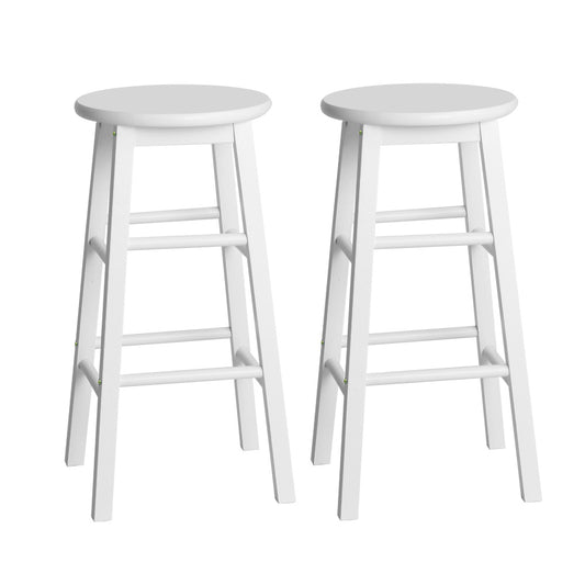 Artiss 2x Bar Stools Round Chairs Wooden White - Furniture > Bar Stools & Chairs > Table & Bar Stools