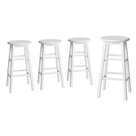 Artiss 4x Bar Stools Round Chairs Wooden White - Furniture > Bar Stools & Chairs > Table & Bar Stools