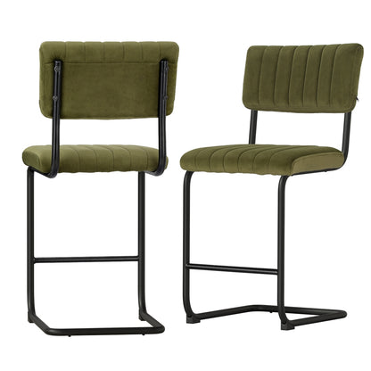 Artiss 2x Bar Stools Velvet Chairs Green Furniture > Bar Stools & Chairs > Table & Bar Stools