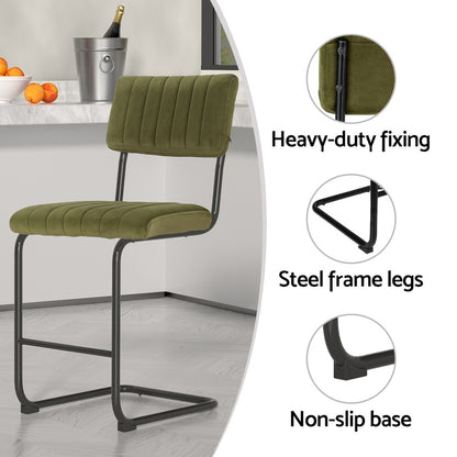 Artiss 4x Bar Stools Velvet Chairs Green - Furniture > Bar Stools & Chairs > Table & Bar Stools