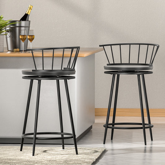 Artiss 2x Bar Stools Swivel Metal Chairs - Furniture > Bar Stools & Chairs > Table & Bar Stools