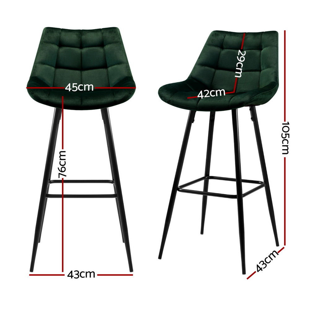 Artiss 4x Bar Stools Velvet Chairs Green Furniture > Bar Stools & Chairs > Table & Bar Stools